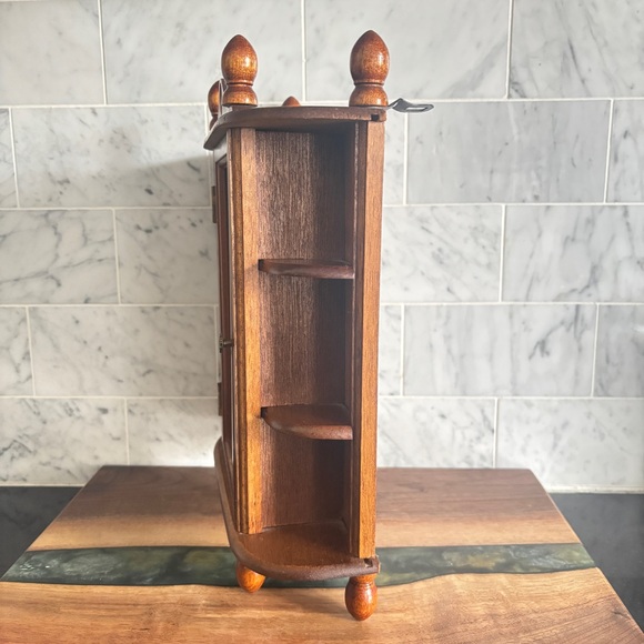 Vintage 11.75” Wood and Glass Curio Display Cabinet - Table Top or Wall Hanging - Picture 9 of 10
